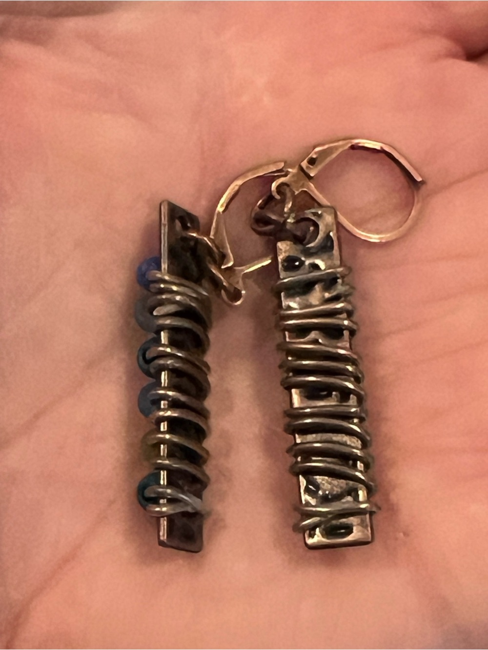 Wrapped Beaded Copper Earrings - Picture 4 of 4